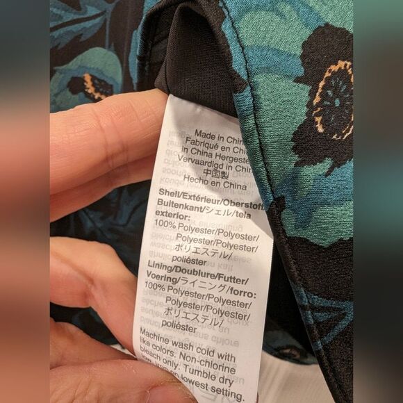 J. Crew Satin back crepe peplum button-front black green floral blouse shirt 2 - Picture 8 of 13